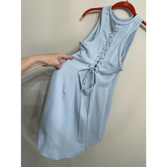 Stylestalker Baby Blue Halter A-Line Dress Size Large Lace Up Open Back - Picture 4 of 12
